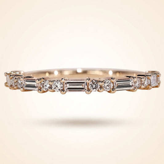 Alternating Baguette and Round Cut Diamond Band
