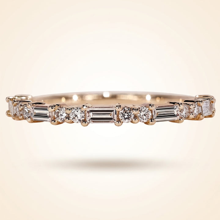 Alternating Baguette and Round Cut Diamond Band