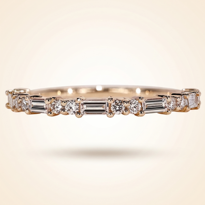 Alternating Baguette and Round Cut Diamond Band