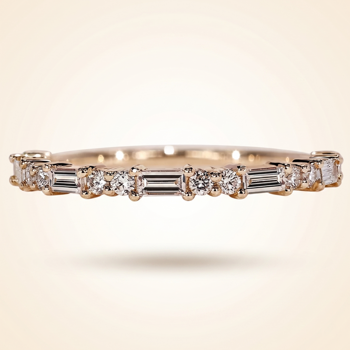 Alternating Baguette and Round Cut Diamond Band
