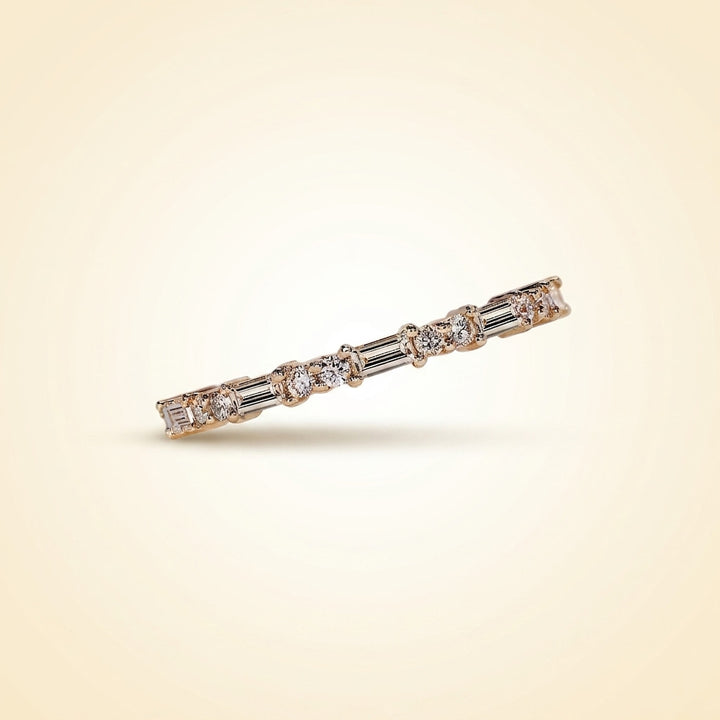 Alternating Baguette and Round Cut Diamond Band