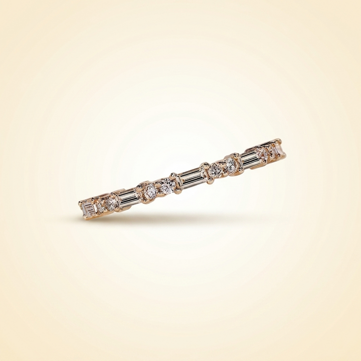 Alternating Baguette and Round Cut Diamond Band