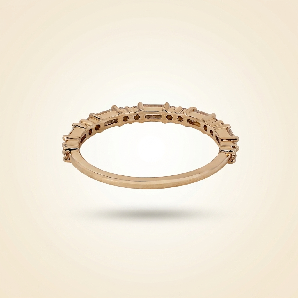 alternating baguette and round cut diamond band