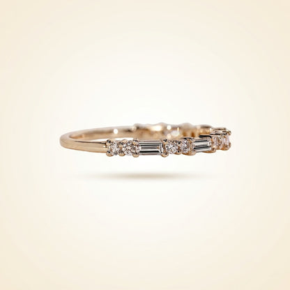 Alternating Baguette and Round Cut Diamond Band