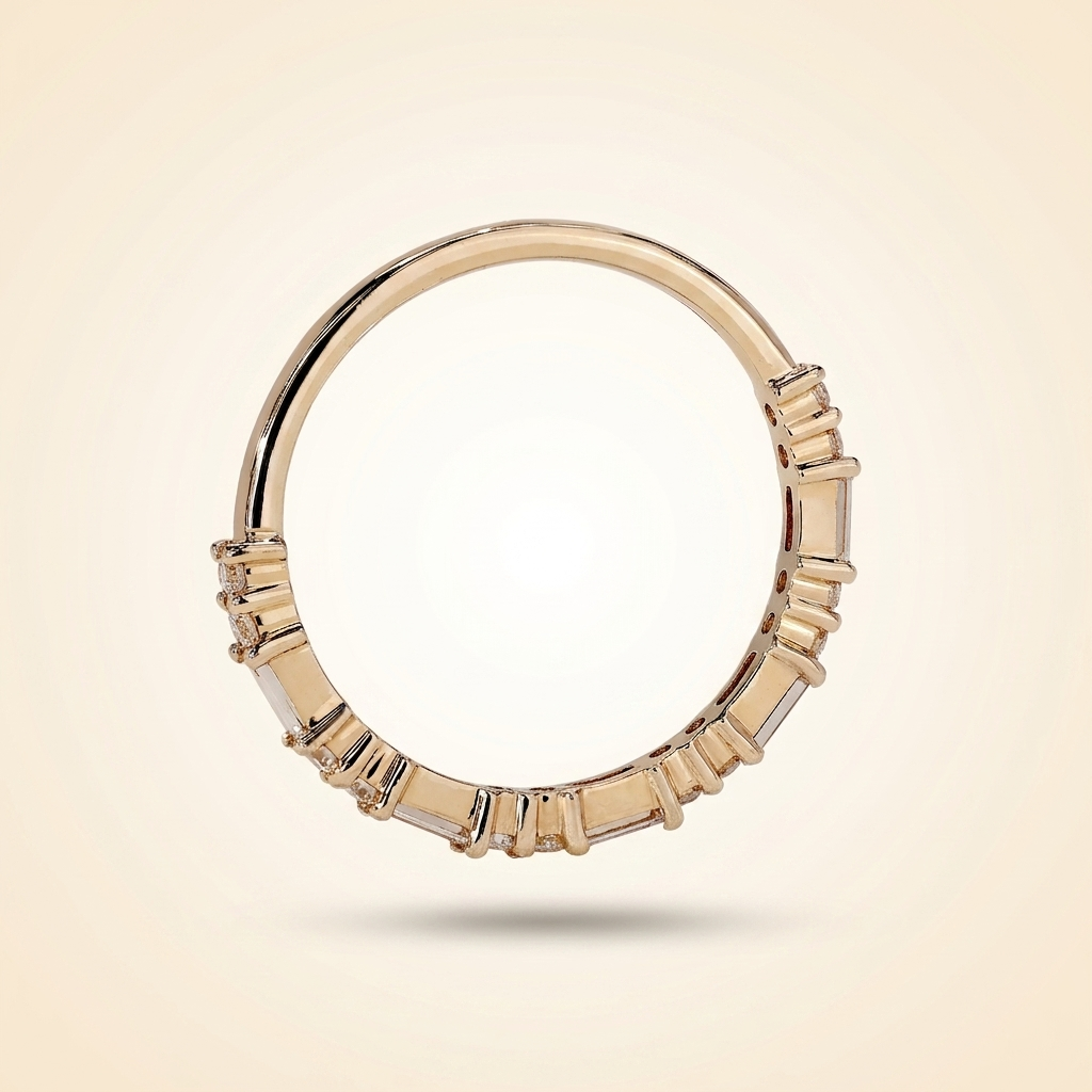 alternating baguette and round cut diamond band