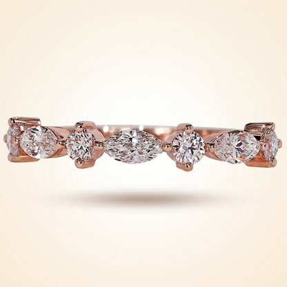 Alternating East-West Marquise and Round Diamond Band