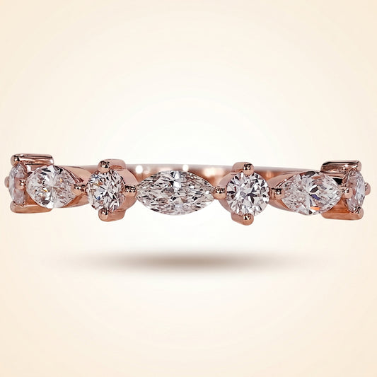 Alternating East-West Marquise and Round Diamond Band