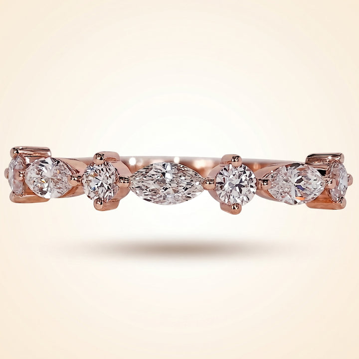 Alternating East-West Marquise and Round Diamond Band
