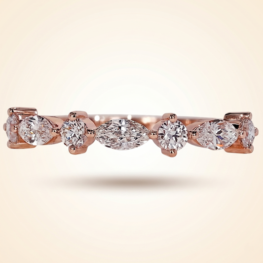 Alternating East-West Marquise and Round Diamond Band
