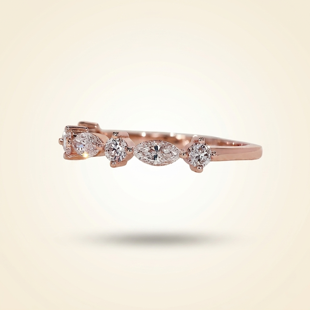 alternating east-west marquise and round diamond band