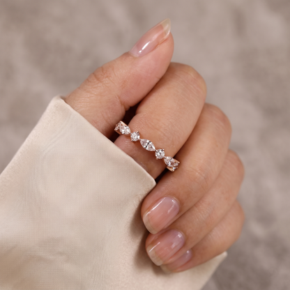 Alternating East-West Marquise and Round Diamond Band