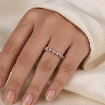 Alternating East-West Marquise and Round Diamond Band