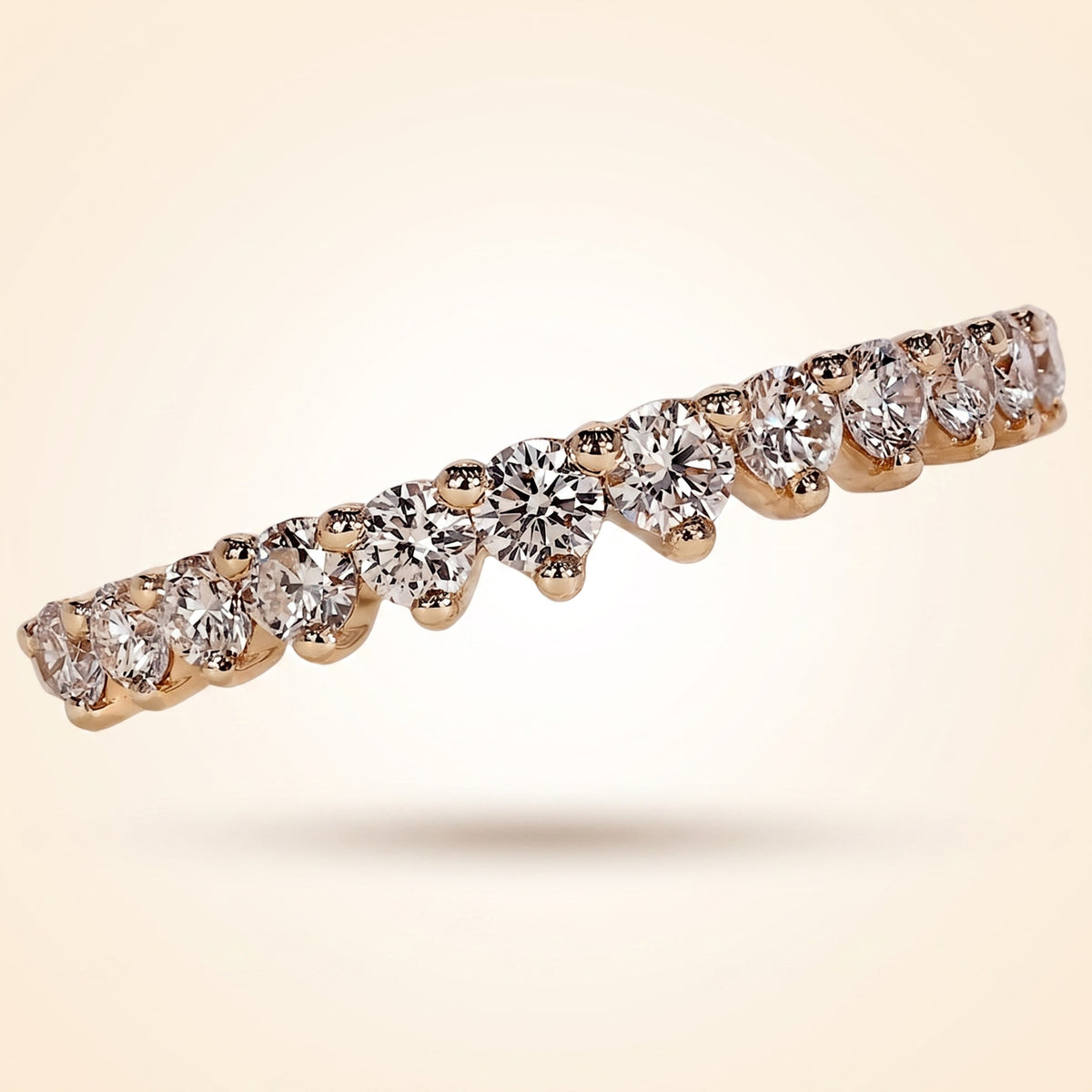 graduated round cut diamond half-eternity band