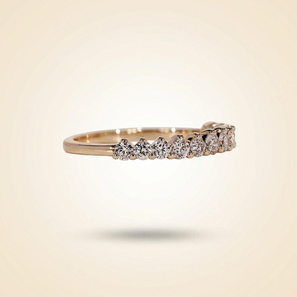 graduated round cut diamond half-eternity band