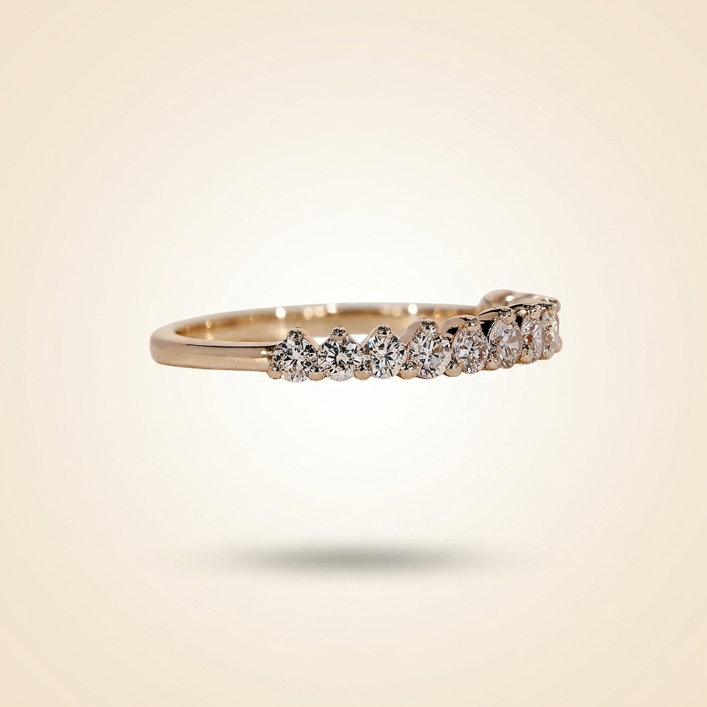 graduated round cut diamond half-eternity band