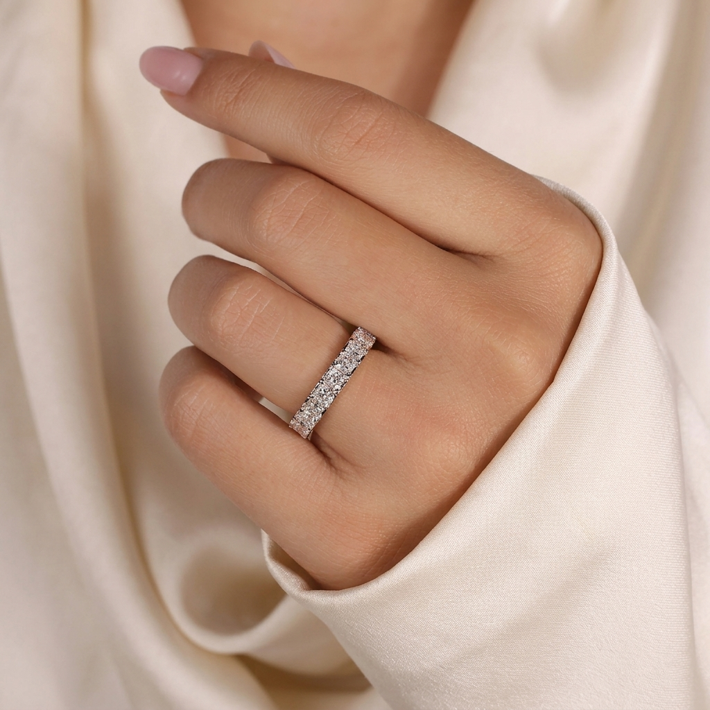 princess cut diamond half eternity band