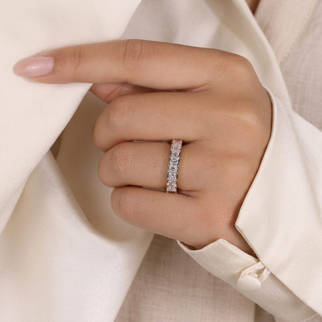 princess cut diamond half eternity band