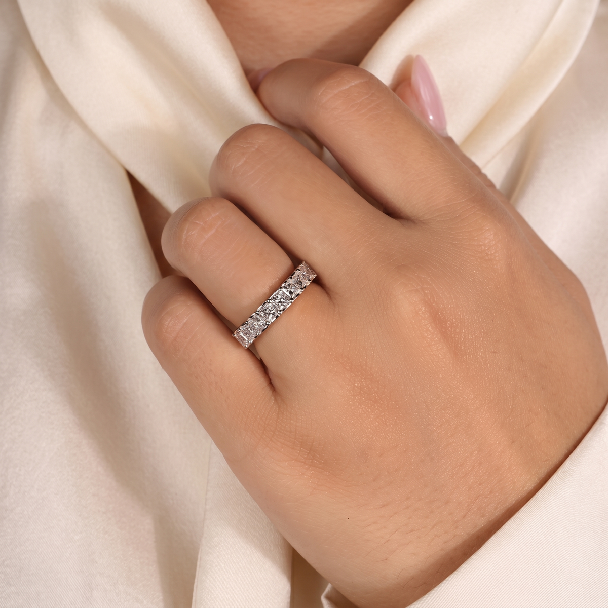 princess cut diamond half eternity band