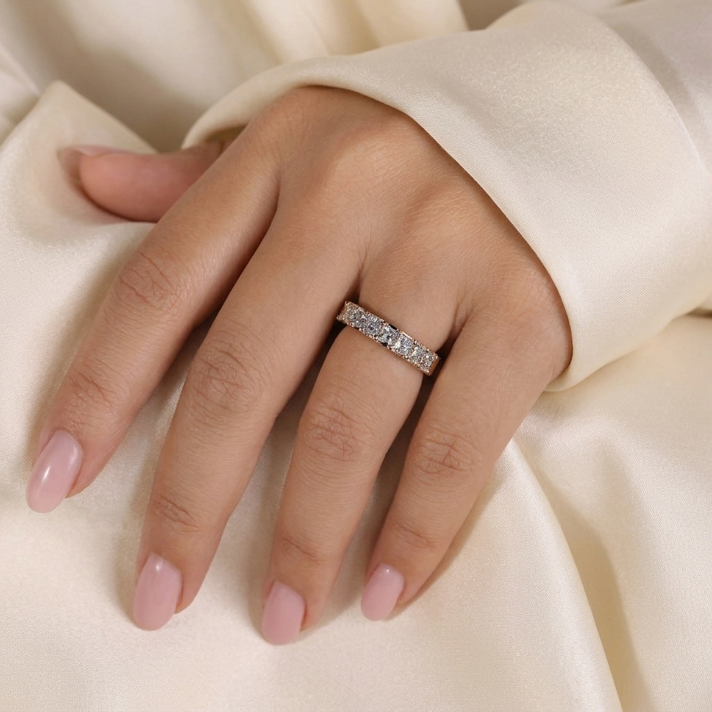 princess cut diamond half eternity band