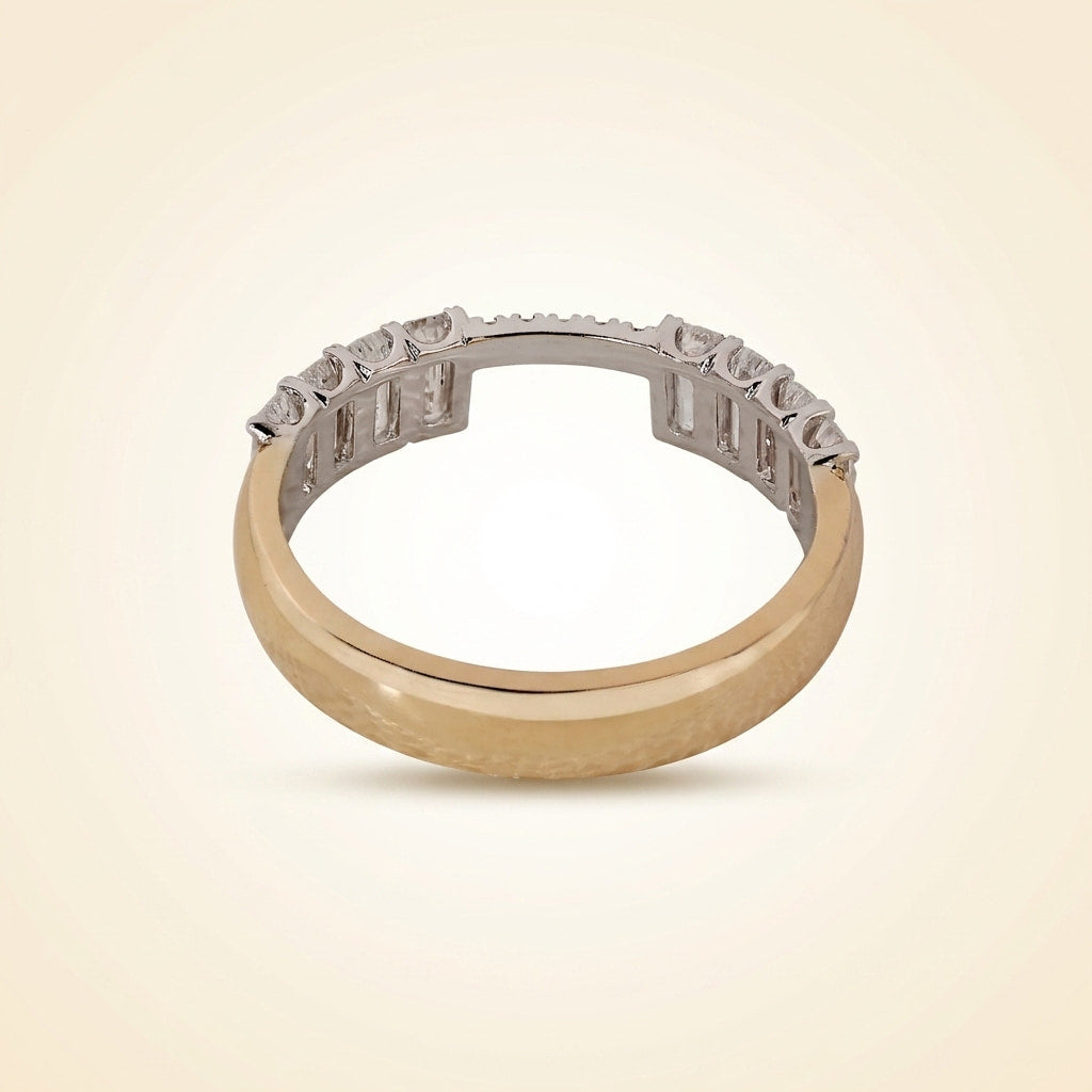 emerald cut diamond open gap ring enhancer in two-tone gold