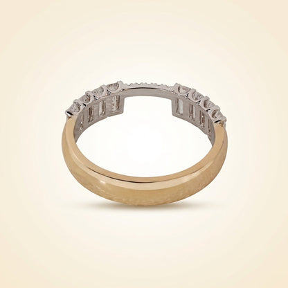 Emerald Cut Diamond Open Gap Ring Enhancer in Two-Tone Gold