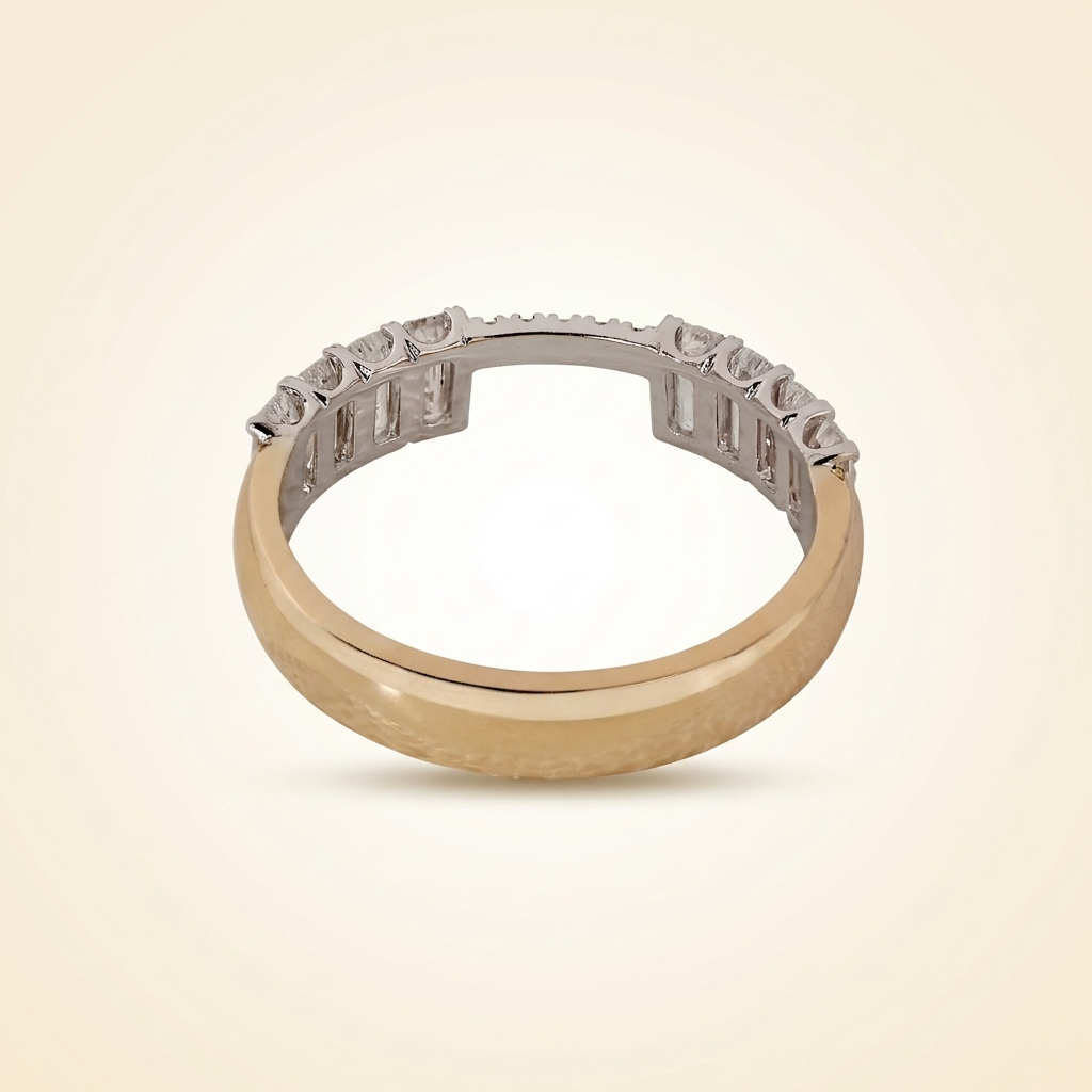 emerald cut diamond open gap ring enhancer in two-tone gold