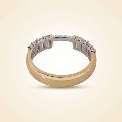 Emerald Cut Diamond Open Gap Ring Enhancer in Two-Tone Gold