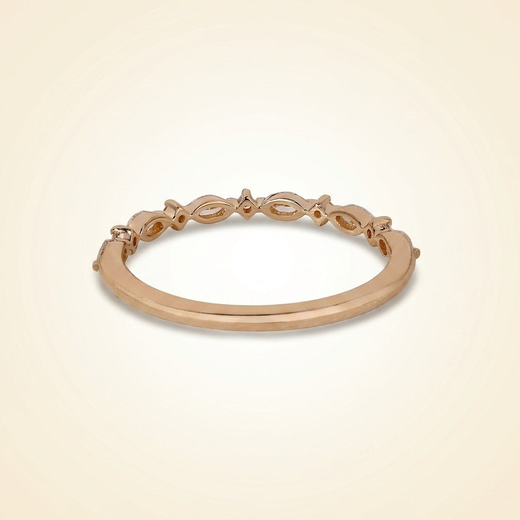 alternating marquise and round half eternity diamond band