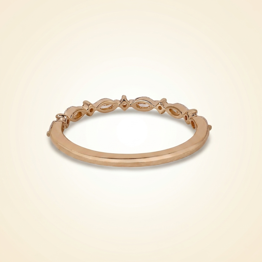 alternating marquise and round half eternity diamond band