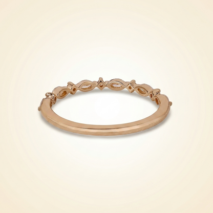 Alternating Marquise and Round Half Eternity Diamond Band