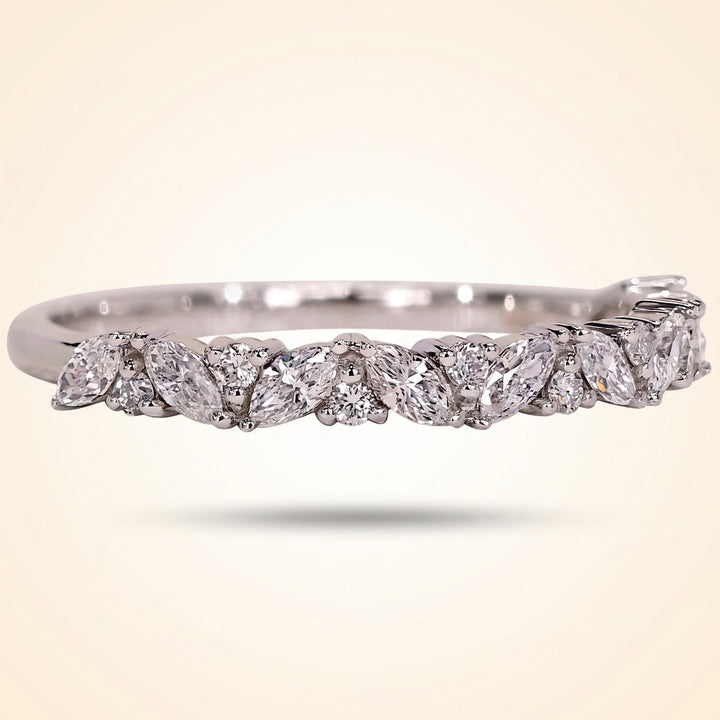 Alternating Marquise and Round Half Eternity Diamond Band
