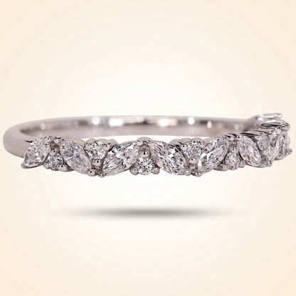 Alternating Marquise and Round Half Eternity Diamond Band