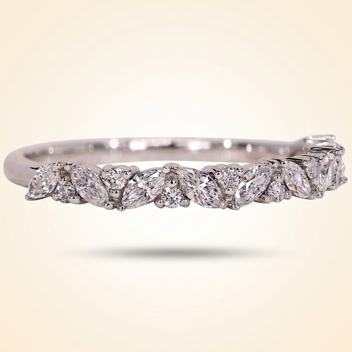Alternating Marquise and Round Half Eternity Diamond Band