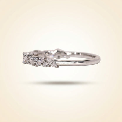 Alternating Marquise and Round Half Eternity Diamond Band