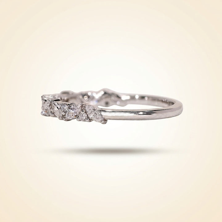 Alternating Marquise and Round Half Eternity Diamond Band