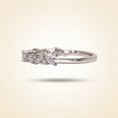 Alternating Marquise and Round Half Eternity Diamond Band
