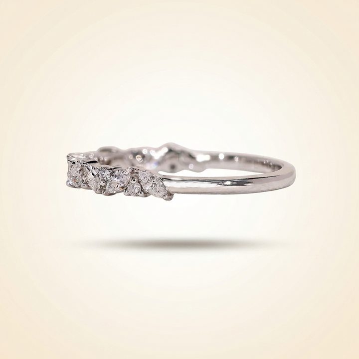 Alternating Marquise and Round Half Eternity Diamond Band