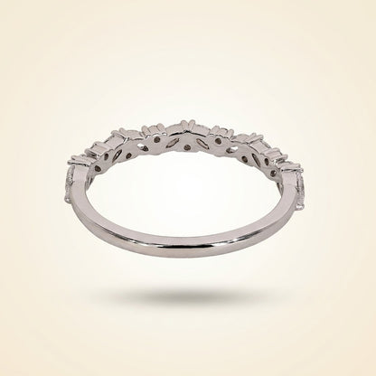Alternating Marquise and Round Half Eternity Diamond Band