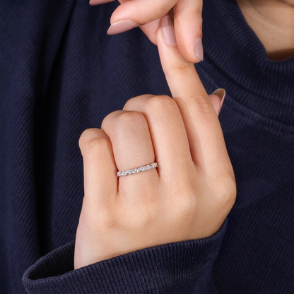 Alternating Marquise and Round Half Eternity Diamond Band