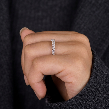 Alternating Marquise and Round Half Eternity Diamond Band