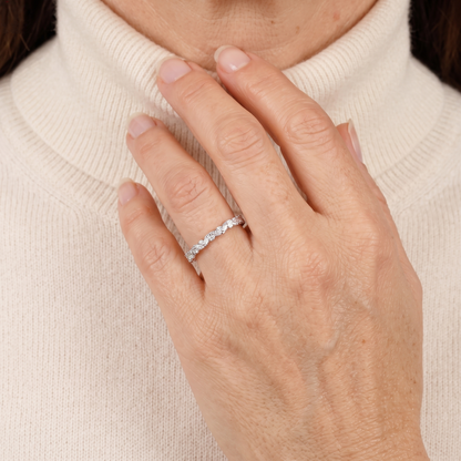 Alternating Marquise and Round Half Eternity Diamond Band