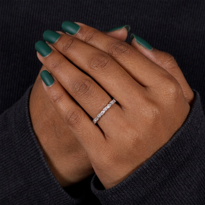 Alternating Marquise and Round Half Eternity Diamond Band