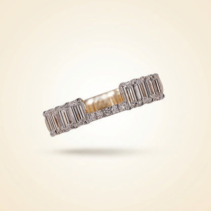 Emerald Cut Diamond Open Gap Ring Enhancer in Two-Tone Gold