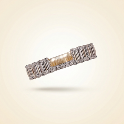 Emerald Cut Diamond Open Gap Ring Enhancer in Two-Tone Gold