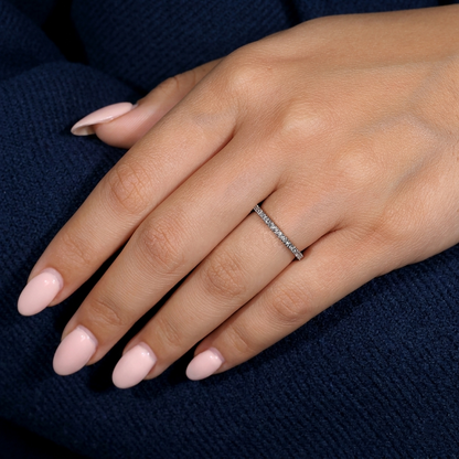 Half-Eternity Micro-Pavé Diamond Wedding Band in Two-Tone Gold
