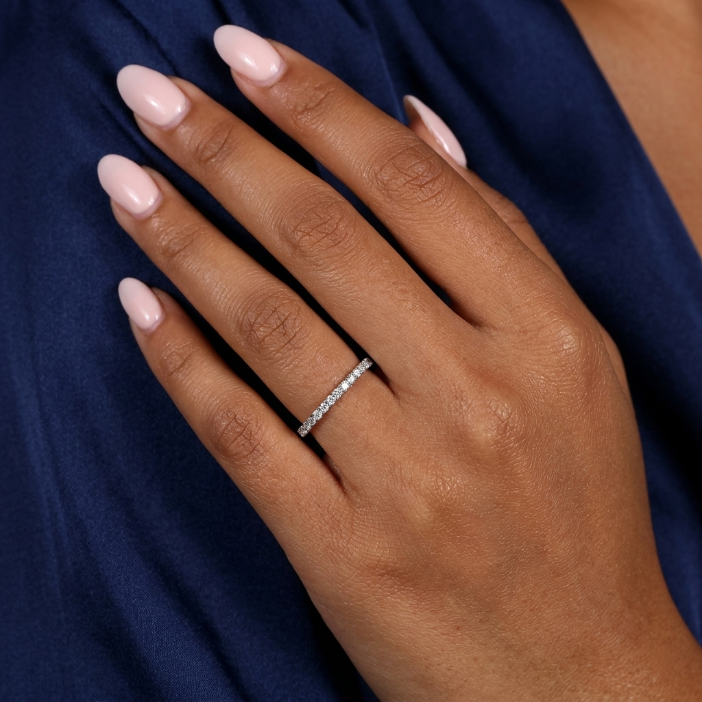 half-eternity micro-pavé diamond wedding band in two-tone gold