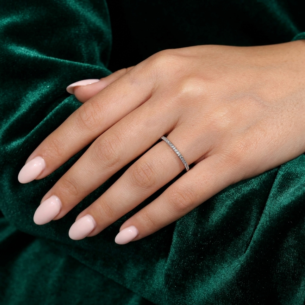 half-eternity micro-pavé diamond wedding band in two-tone gold