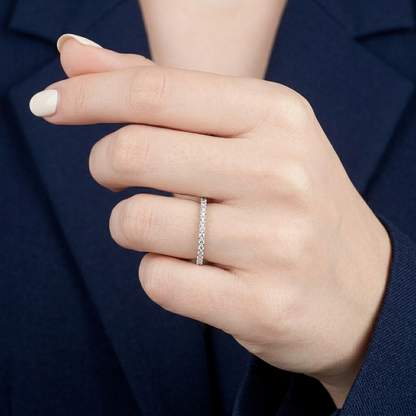 Half-Eternity Micro-Pavé Diamond Wedding Band in Two-Tone Gold