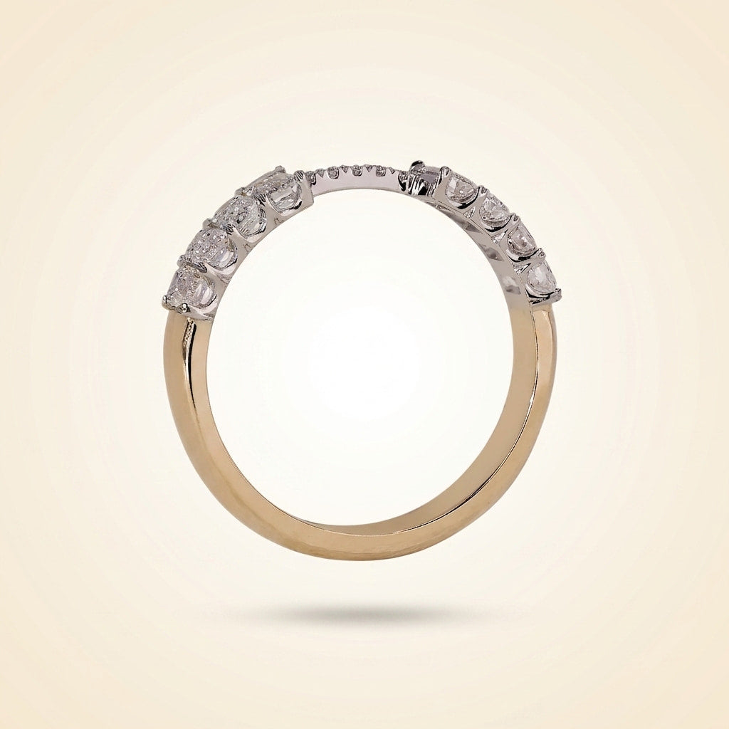 emerald cut diamond open gap ring enhancer in two-tone gold