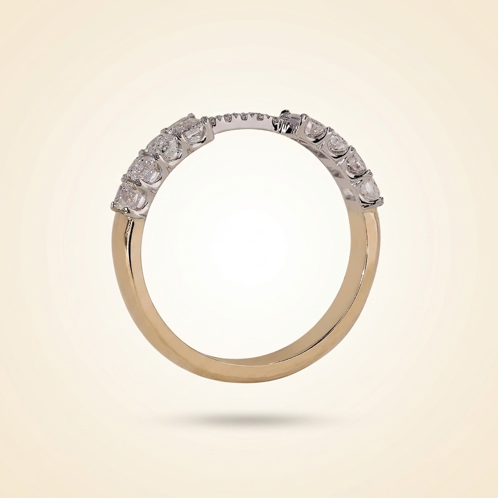emerald cut diamond open gap ring enhancer in two-tone gold
